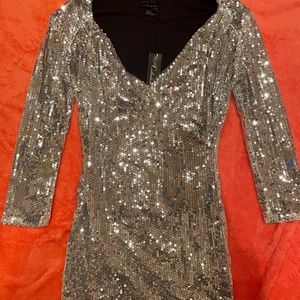 Silver Sequin Party Dress